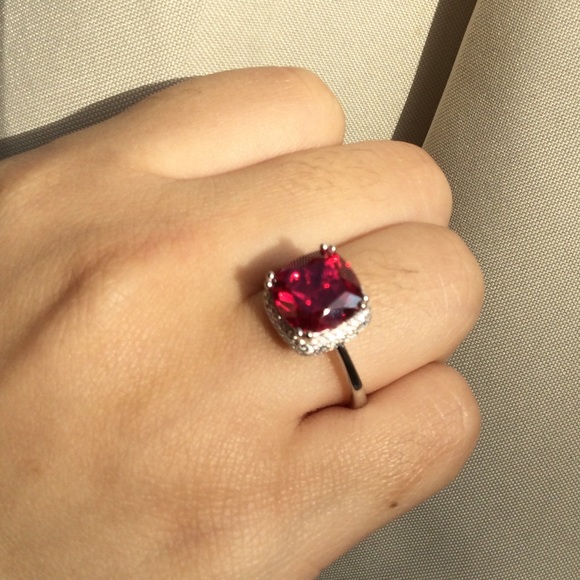 14K White Gold/Over 925 Sterling Silver Gems Ruby - Picture 6 of 16